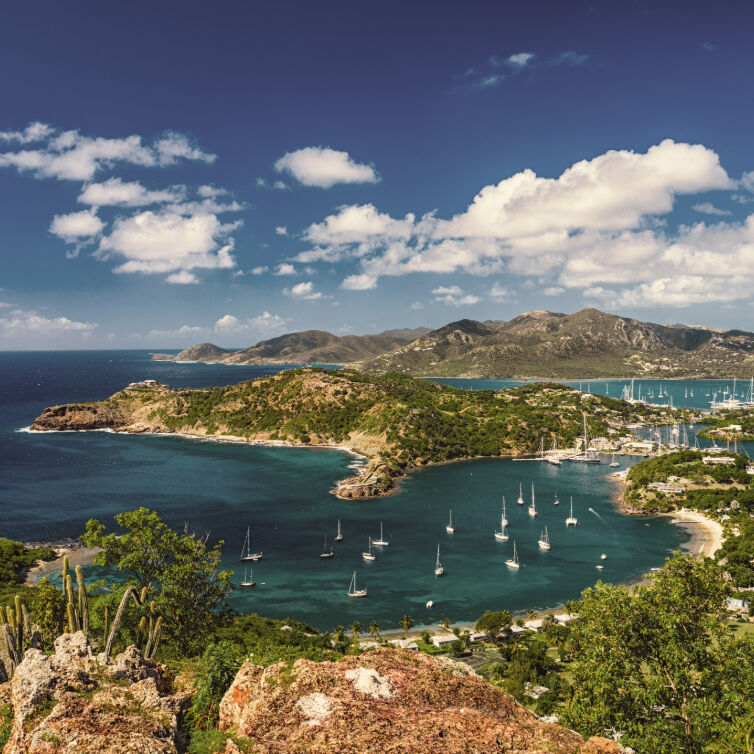 Panoramablick von Shirley Heights über English Harbour