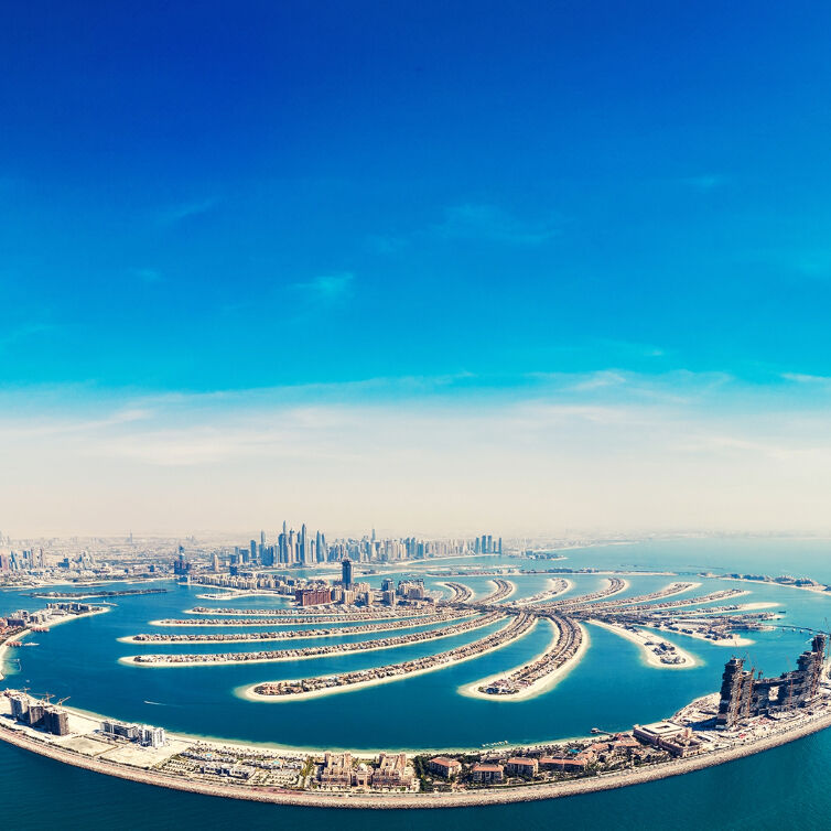 Luftansicht auf Palm Island Dubai