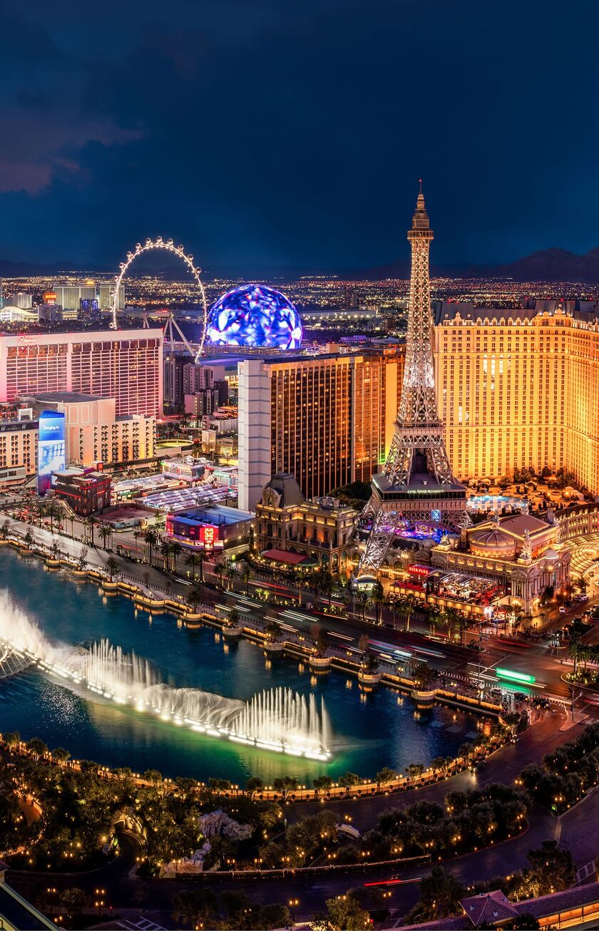 Las Vegas Der Las Vegas Strip mit vielen berühmten Sehenswürdigkeiten bei Nacht