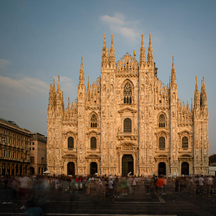 Mailänder Dom, Mailand, Italien Der Mailänder Dom in der Abenddämmerung