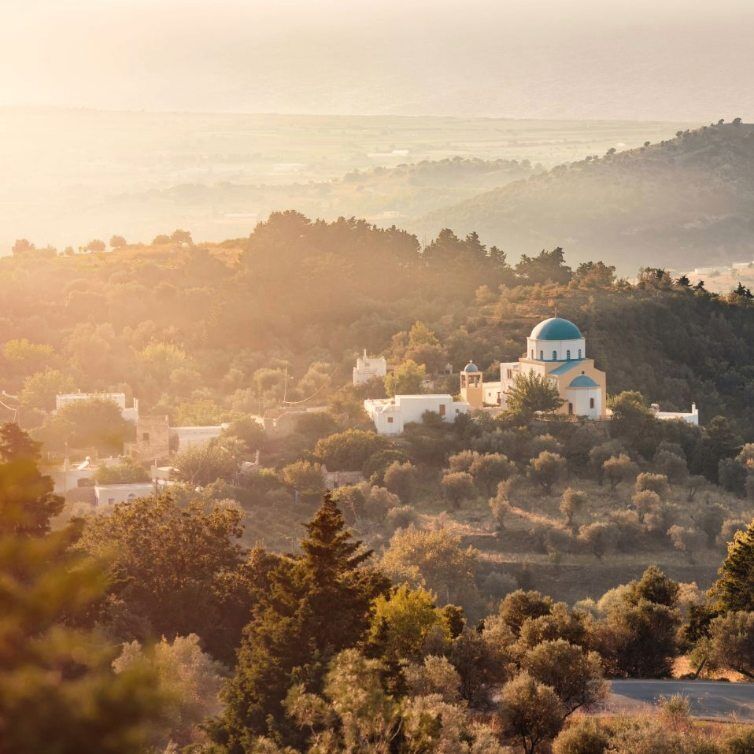 Blick auf die Landschaft von Kos mit Kos Stadt