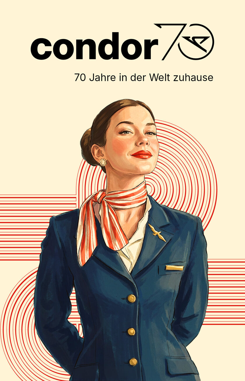 70 Jahre Condor Illustration Flugbegleiterin