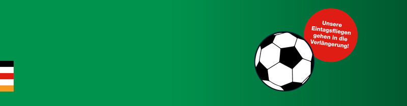 Grüner Hintergrund mit illustriertem Fußball zur EM und den Condor Streifen in Deutschland Farben