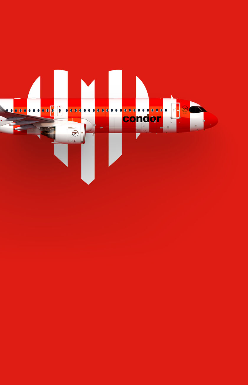 Valentinstag. Rote-weiß gestreifter Flieger und Herz auf rotem Hintergrund.