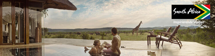Südafrika Südafrika Lodge mit Blick auf Giraffe