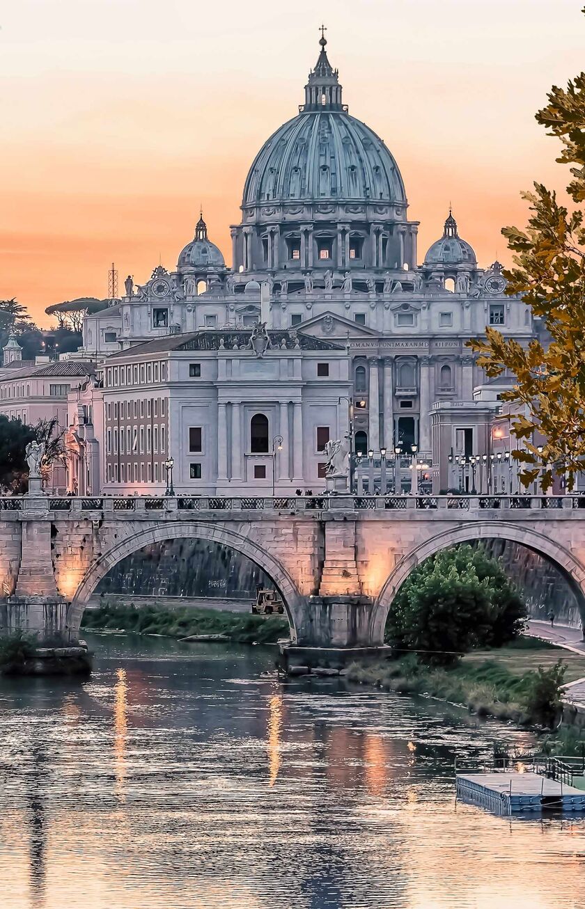 Vista panorámica de la ciudad de Roma al atardecer