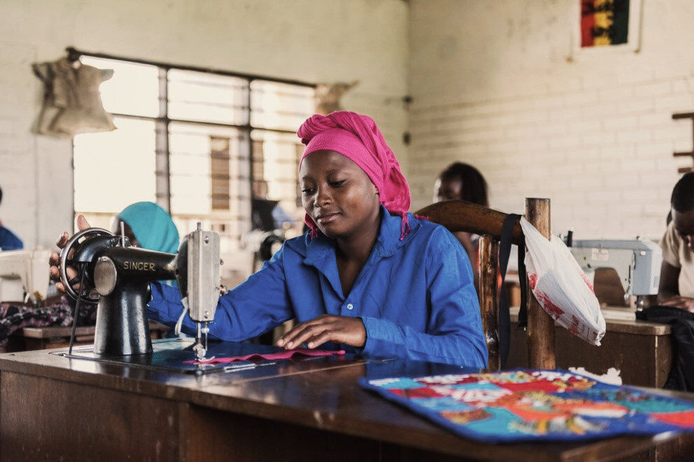 Woman at the sewing machine