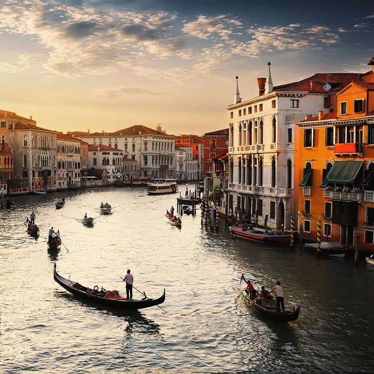 Venice in Italy A view on the canal with houses in venice