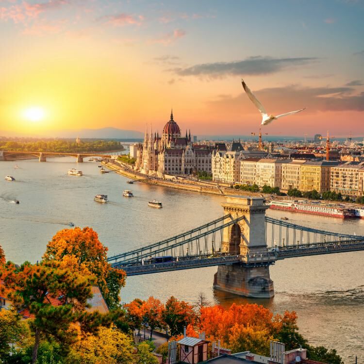 Flights to Budapest View over Budapest overlooking the river Danube
