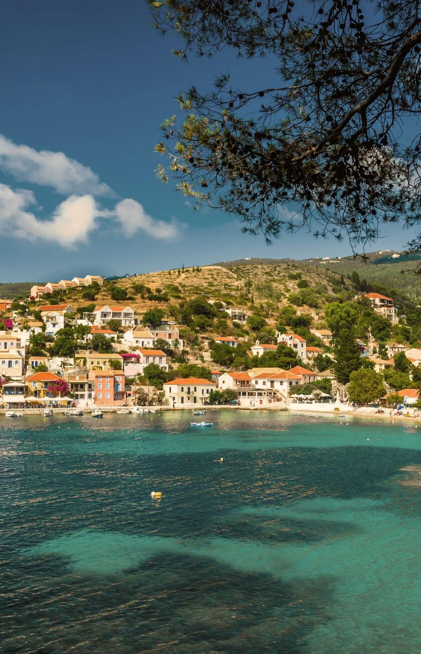 view of the coast of kefalonia in sunny greece 